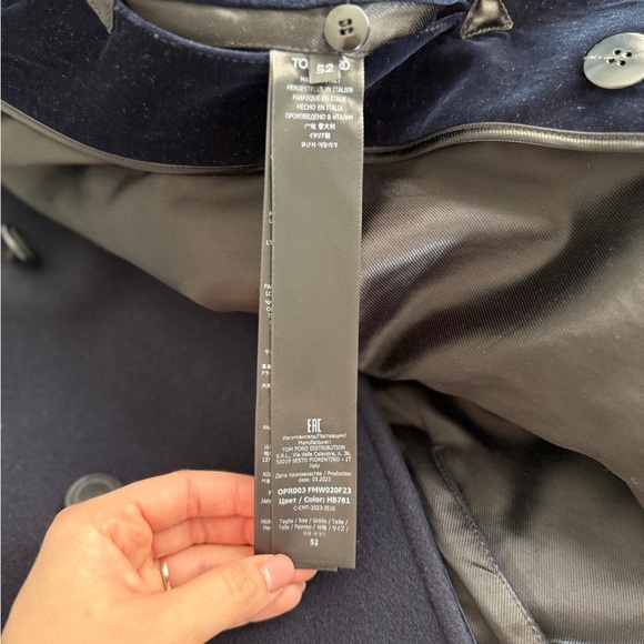 Tom Ford Mens Wool Felt Officer Pea Coat Jacket Navy IT 52 US 42 L Velour Collar - Picture 3 of 16